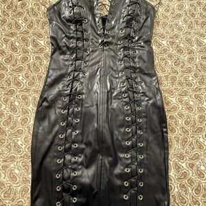 Black Lace-Up Mini Dress